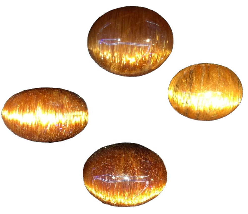 Naturlig toppkvalitet Koppar Rutil Quartz Oval Shape Cabochon Ädelsten 34