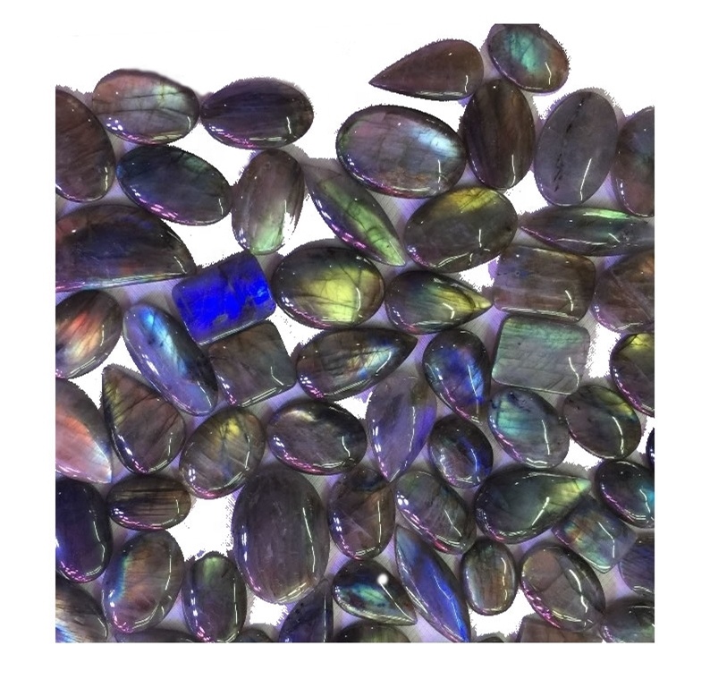 Áberandi Labradorite Pear Shape Cabochons Gemstone fyrir skartgripi Blue Flashy Labradorite Smooth Caboochons 35