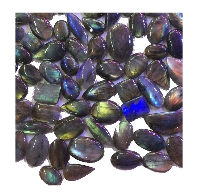 Áberandi Labradorite Pear Shape Cabochons Gemstone fyrir skartgripi Blue Flashy Labradorite Smooth Caboochons 37
