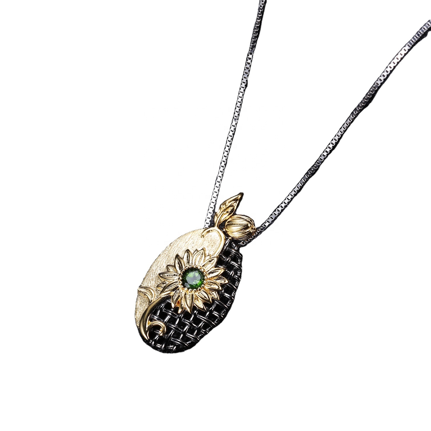 Mode Frauen 925 Sterling Emeralds Silber Halskette Anhänger Platinum Rose Gold Damen Halskette 13