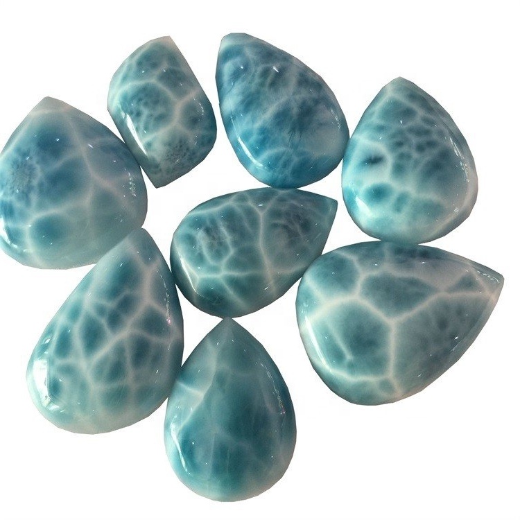 Природен Сина Ларимар Крук Форма Cabochon Gemstone Природен Доминикан Ларимар Оригинален скапоцен камен 32