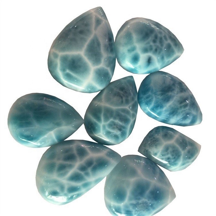 Природен Сина Ларимар Крук Форма Cabochon Gemstone Природен Доминикан Ларимар Оригинален скапоцен камен 34