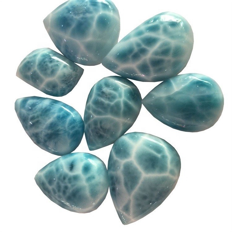 Природен Сина Ларимар Крук Форма Cabochon Gemstone Природен Доминикан Ларимар Оригинален скапоцен камен 36