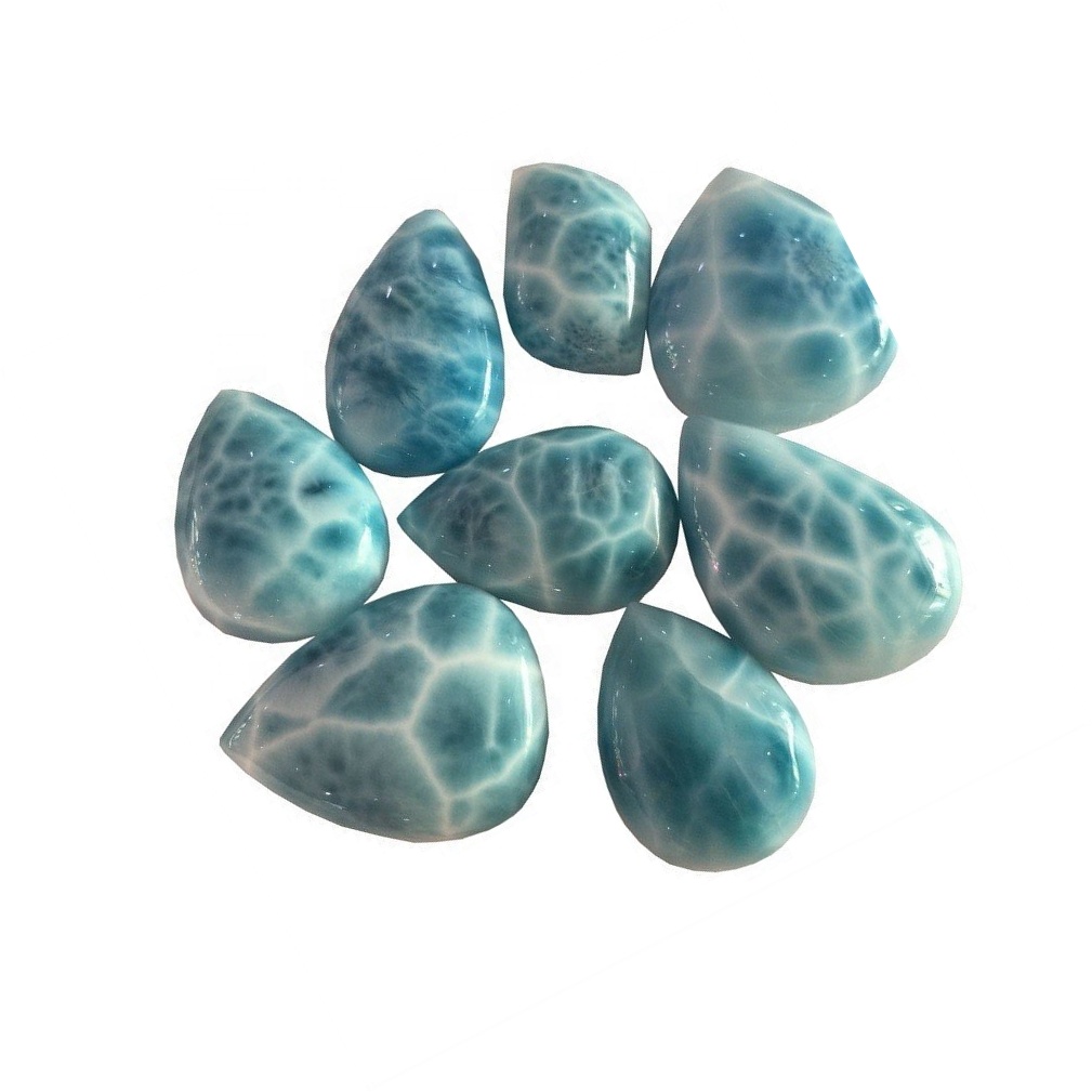 Природен Сина Ларимар Крук Форма Cabochon Gemstone Природен Доминикан Ларимар Оригинален скапоцен камен 38