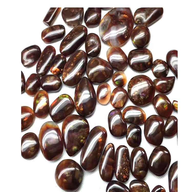 Өрт агаты Кабохон Кабочон Гридентті жасыл сары қоңыр дизайнер Гемстон Коллектор Гемстон Коллекторлы Gemstone Black Jade 30