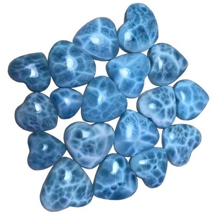 Prirodno srce Oblik LARIMAR Cabochon Glatki Gemstone Vrh prekrasan Blue Lirimar Gemstone 34