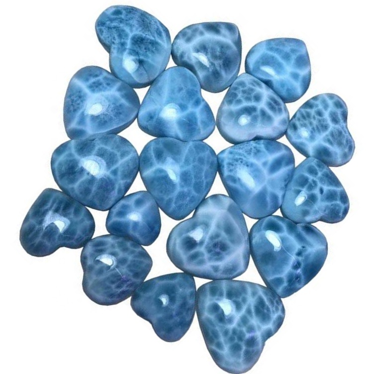 Prirodno srce Oblik LARIMAR Cabochon Glatki Gemstone Vrh prekrasan Blue Lirimar Gemstone 32