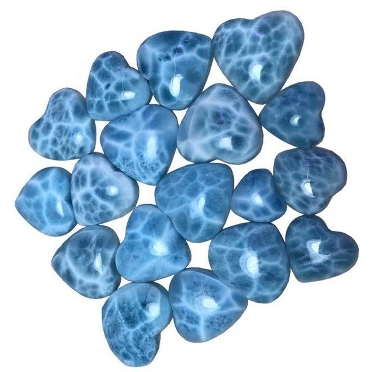 Prirodno srce Oblik LARIMAR Cabochon Glatki Gemstone Vrh prekrasan Blue Lirimar Gemstone 38