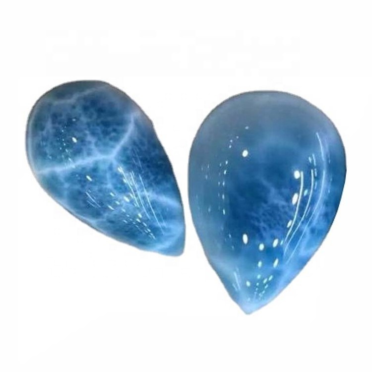 Velkoobchod Larimar hrubý přírodní Larimar Cabochon AAA Grade Originální Larimar Cabochons Hruškový přívěsek 34