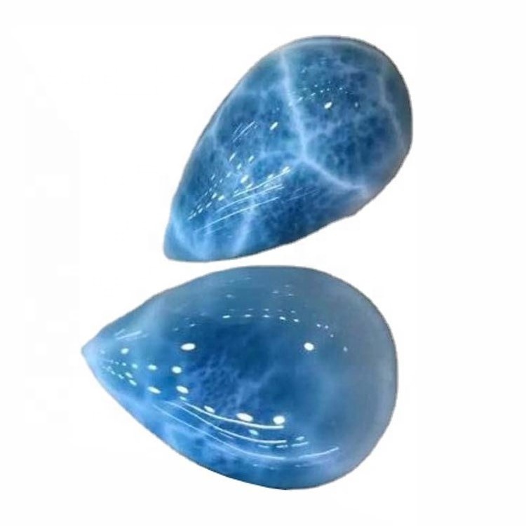 Velkoobchod Larimar hrubý přírodní Larimar Cabochon AAA Grade Originální Larimar Cabochons Hruškový přívěsek 36