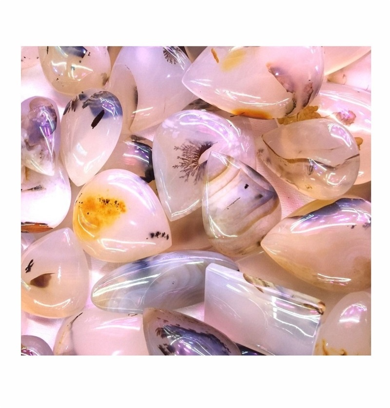 Agate Silíní Nádúrtha Blossom Agate Méid Difriúla agus Cruth Cruth CABOCHON 37