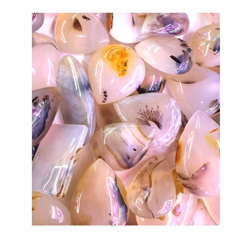 Agate Silíní Nádúrtha Blossom Agate Méid Difriúla agus Cruth Cruth CABOCHON 39