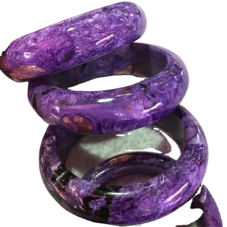 Charoite Bangle Real Russian Charoite Bangle Natural Gemstone Bangle Charoite genuino sin teñido 35