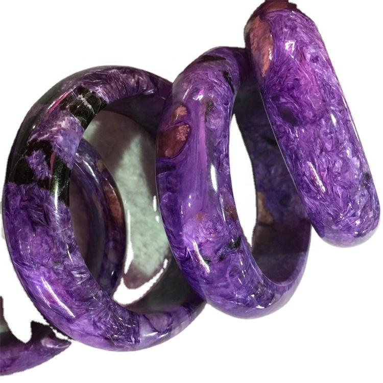 Charoite Bangle Real Russian Charoite Bangle Natural Gemstone Bangle Charoite genuino sin teñido 37