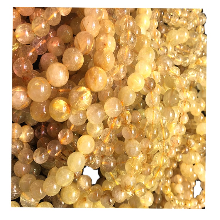 Pulsera de cuarzo rutilada de oro Unisex Jeweltery Women \ 's Pulsera personalizable 22