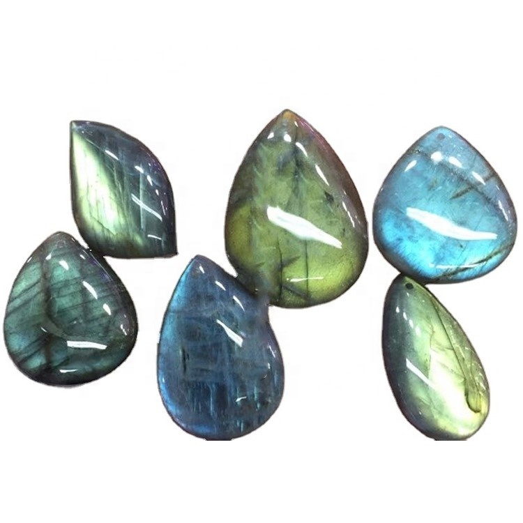 Natural Labradorite Gemstone Smooth Pear Labradorite Cabochons Gera Heildverslun 36