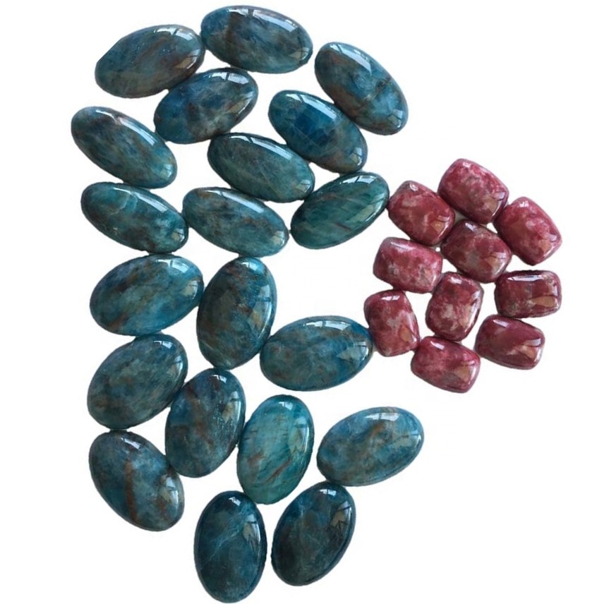 ʻO ka papa kiʻekiʻe o ka papa kiʻekiʻe o ka papa inoa o ka papa inoa o ka neon blue Apatite Ovatite Ovatite Ovatite Oval Shack Caboron wehe iā Gemtene no ka hanaʻana i nā mea nani 30