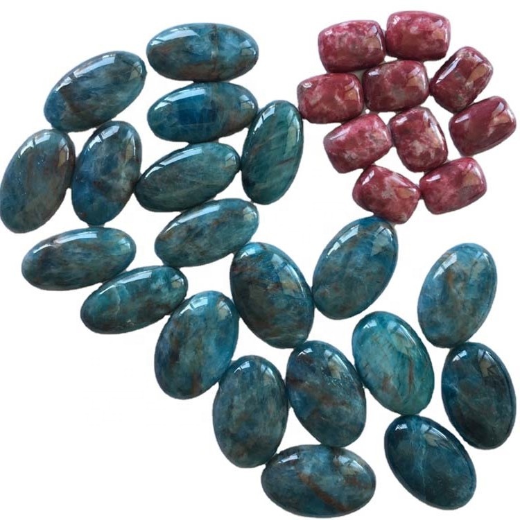 ʻO ka papa kiʻekiʻe o ka papa kiʻekiʻe o ka papa inoa o ka papa inoa o ka neon blue Apatite Ovatite Ovatite Ovatite Oval Shack Caboron wehe iā Gemtene no ka hanaʻana i nā mea nani 34