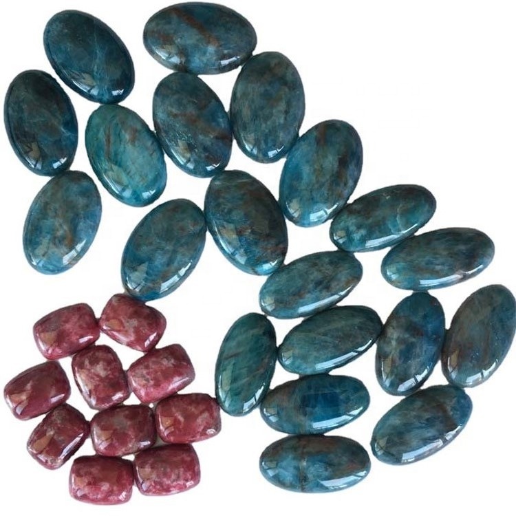 ʻO ka papa kiʻekiʻe o ka papa kiʻekiʻe o ka papa inoa o ka papa inoa o ka neon blue Apatite Ovatite Ovatite Ovatite Oval Shack Caboron wehe iā Gemtene no ka hanaʻana i nā mea nani 38