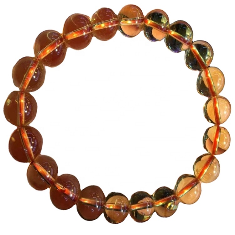 சூடான விற்பனை கோடை பெண்கள் \ 'கள் யுனிசெக்ஸ் 6mm இயற்கை சிட்ரின் ரத்தின ஸ்டோன் மணி BEAG காப்பு 25