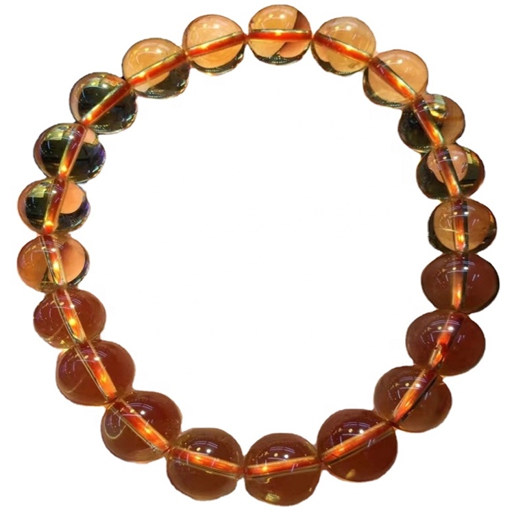 சூடான விற்பனை கோடை பெண்கள் \ 'கள் யுனிசெக்ஸ் 6mm இயற்கை சிட்ரின் ரத்தின ஸ்டோன் மணி BEAG காப்பு 27