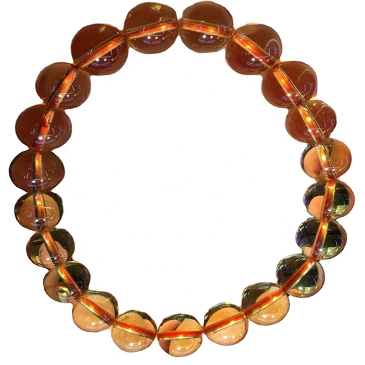 சூடான விற்பனை கோடை பெண்கள் \ 'கள் யுனிசெக்ஸ் 6mm இயற்கை சிட்ரின் ரத்தின ஸ்டோன் மணி BEAG காப்பு 29