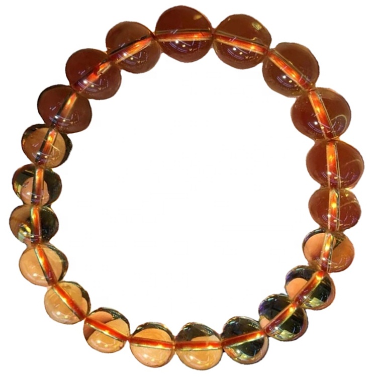 சூடான விற்பனை கோடை பெண்கள் \ 'கள் யுனிசெக்ஸ் 6mm இயற்கை சிட்ரின் ரத்தின ஸ்டோன் மணி BEAG காப்பு 31