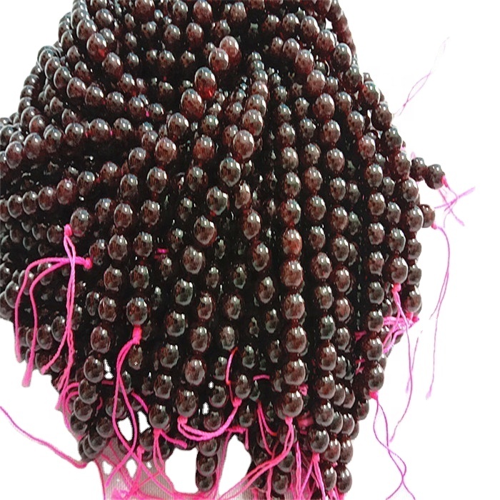 Grânulos redondos naturais da granada abdiam cordas suaves e vermelhas de pedras preciosas 7