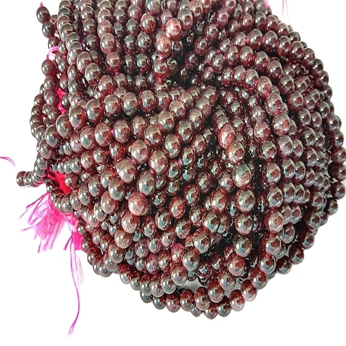 Grânulos redondos naturais da granada abdiam cordas suaves e vermelhas de pedras preciosas 9