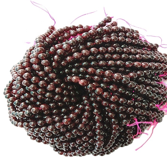 Grânulos redondos naturais da granada abdiam cordas suaves e vermelhas de pedras preciosas 15