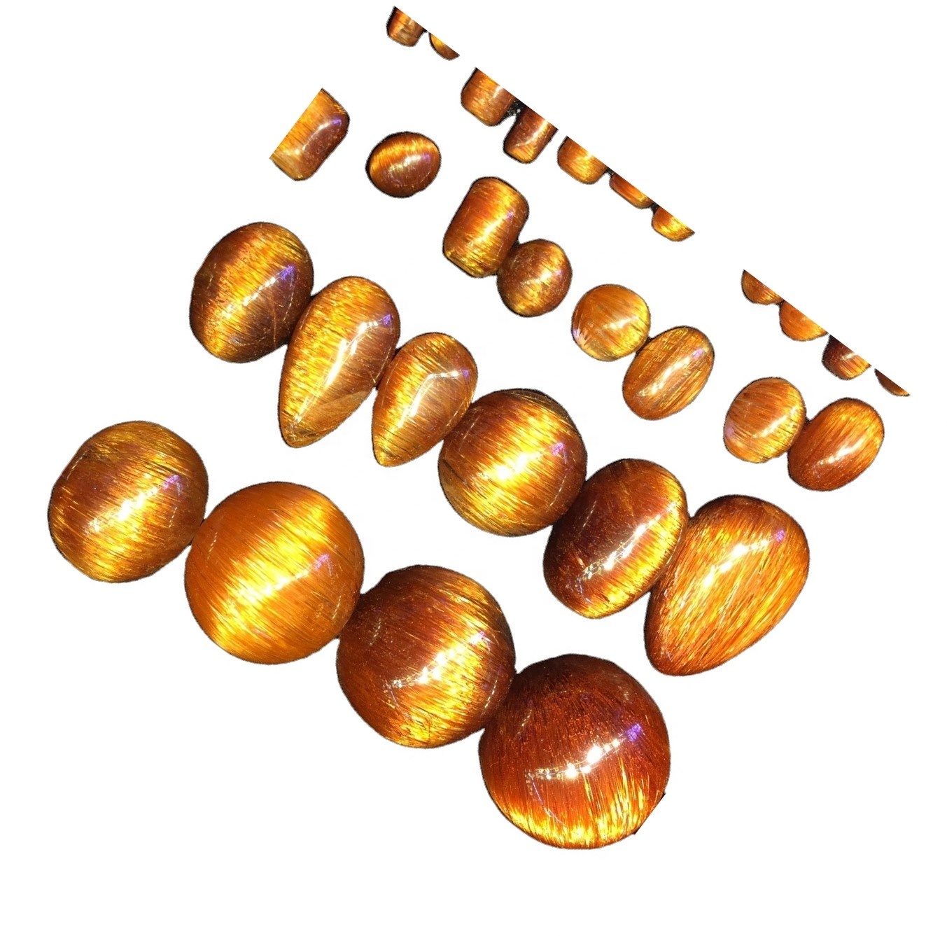 Naturlig kobber rutilert kvarts cabochon kobber rutilert kvarts glatt oval cabochon 30