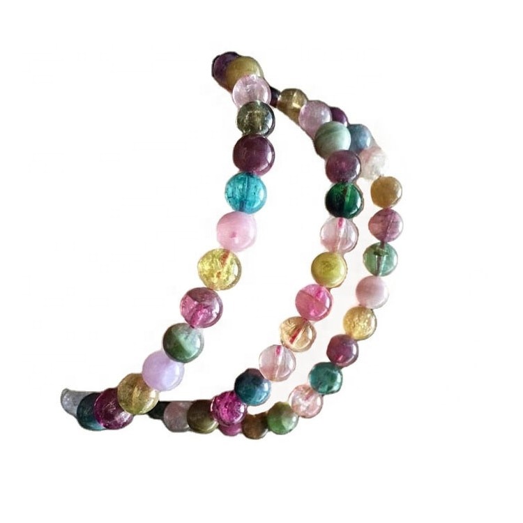 Тегін жеткізу моншақтары Мульти турмалин моншақтары тегіс дөңгелек гемстон 33