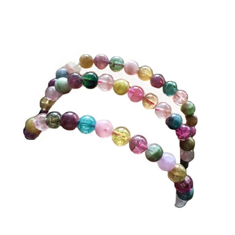 Тегін жеткізу моншақтары Мульти турмалин моншақтары тегіс дөңгелек гемстон 39