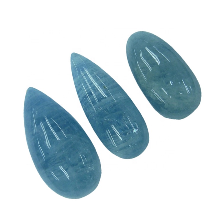 Leseli la tlhaho la Aquamarine Pear Cabochon Lookstone e Headston e hlephileng ea ho etsa mabenyane 31