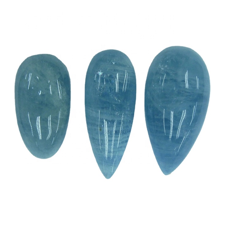 Leseli la tlhaho la Aquamarine Pear Cabochon Lookstone e Headston e hlephileng ea ho etsa mabenyane 37