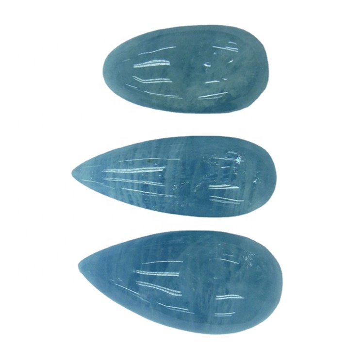 Leseli la tlhaho la Aquamarine Pear Cabochon Lookstone e Headston e hlephileng ea ho etsa mabenyane 39