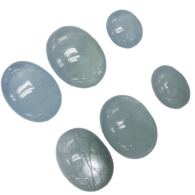 Milky Aquamarine Loose Cabochon Gemstone Авальныя выразаць натуральны сіні Млечны аквамарын кабіны 30