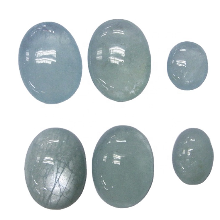 Milky Aquamarine Loose Cabochon Gemstone Авальныя выразаць натуральны сіні Млечны аквамарын кабіны 32