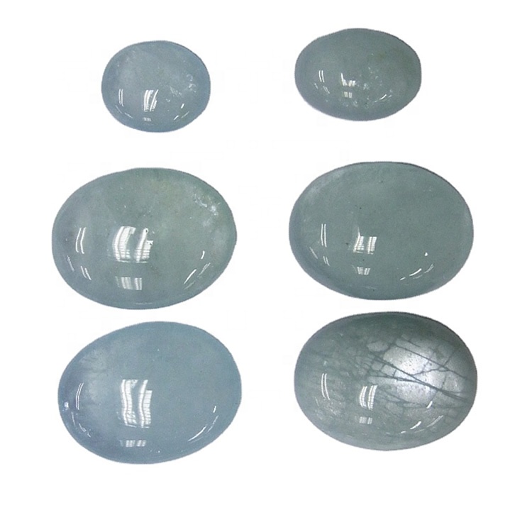 Milky Aquamarine Loose Cabochon Gemstone Авальныя выразаць натуральны сіні Млечны аквамарын кабіны 34