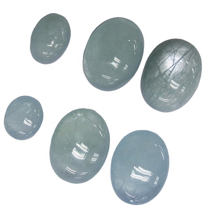 Milky Aquamarine Loose Cabochon Gemstone Авальныя выразаць натуральны сіні Млечны аквамарын кабіны 36
