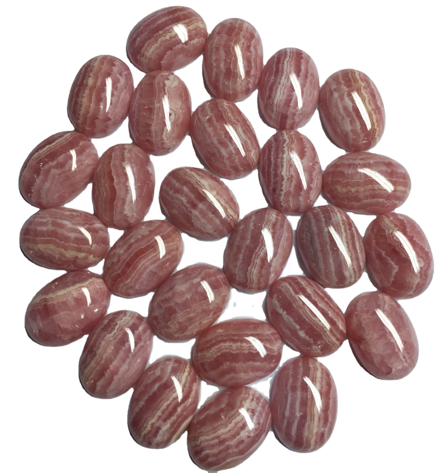 Zebra Rhodochrosite oval cabochon asili ya jumla ya rhodochrosite nyekundu jiwe 31