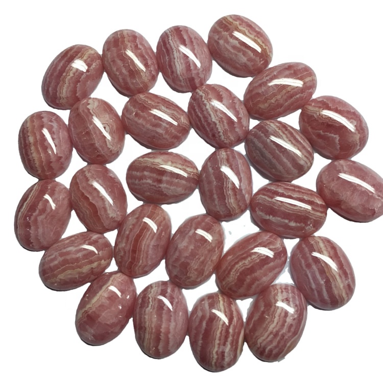 Zebra Rhodochrosite oval cabochon asili ya jumla ya rhodochrosite nyekundu jiwe 33