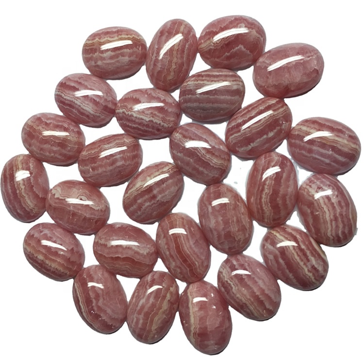 Zebra Rhodochrosite oval cabochon asili ya jumla ya rhodochrosite nyekundu jiwe 35
