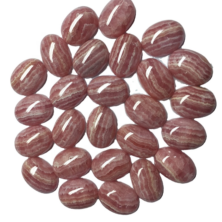 Zebra Rhodochrosite oval cabochon asili ya jumla ya rhodochrosite nyekundu jiwe 37