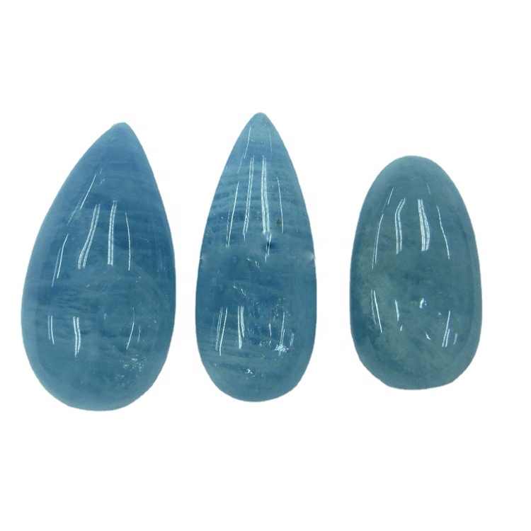 ყველაზე მაღალი ხარისხის Aquamarine Cabochon Gemstone ბუნებრივი ლურჯი Aquamarine Cabochon მსხალი Shape Milky Aquamarine Cabochon ფხვიერი Gemstone 31