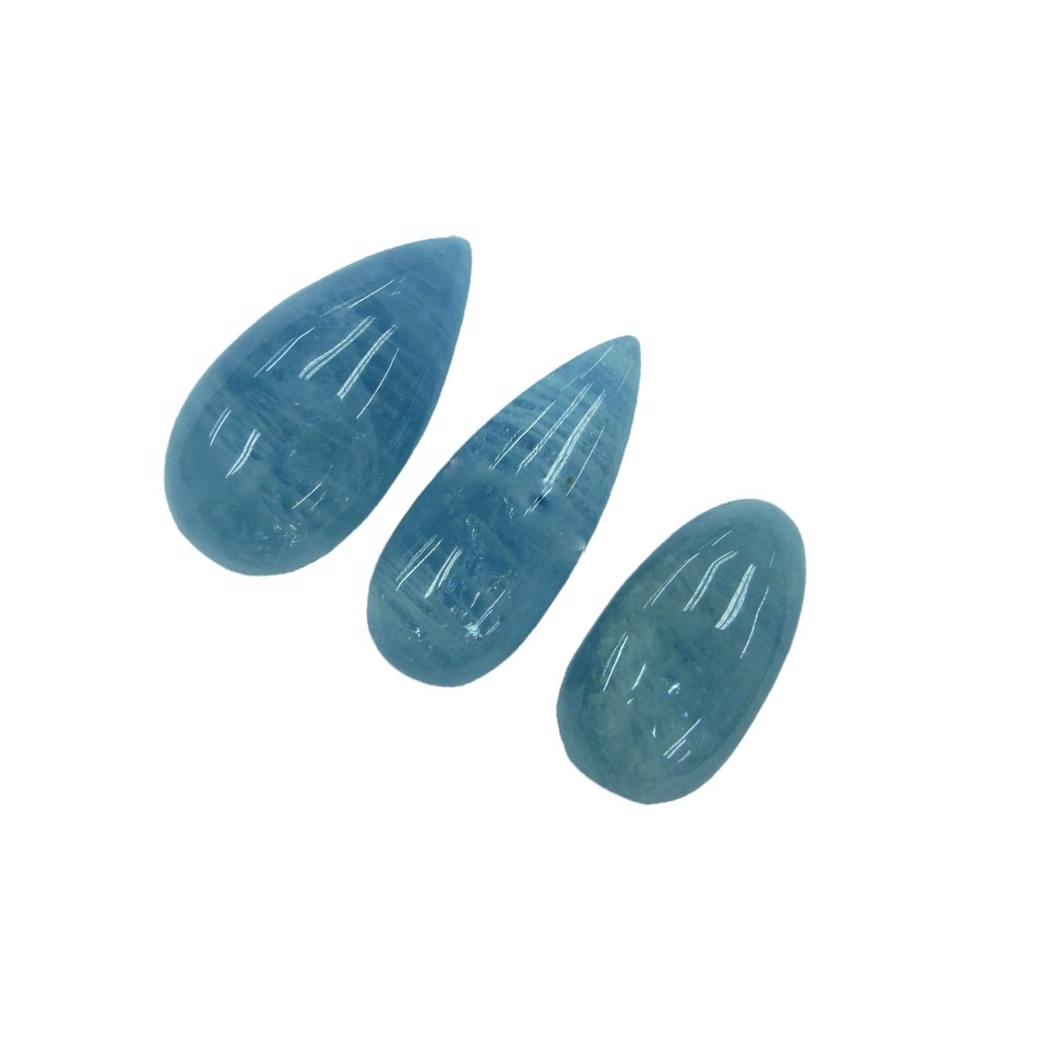 ყველაზე მაღალი ხარისხის Aquamarine Cabochon Gemstone ბუნებრივი ლურჯი Aquamarine Cabochon მსხალი Shape Milky Aquamarine Cabochon ფხვიერი Gemstone 33