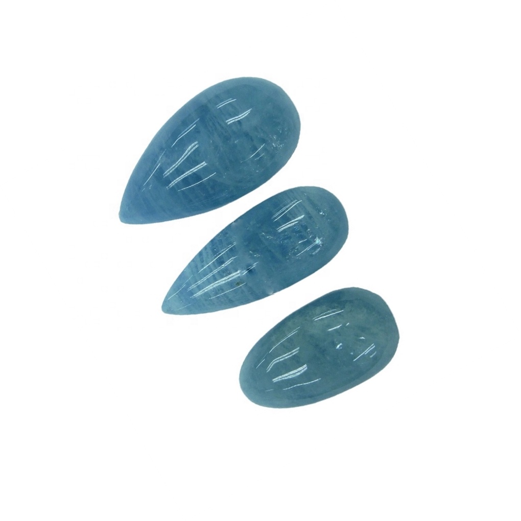 ყველაზე მაღალი ხარისხის Aquamarine Cabochon Gemstone ბუნებრივი ლურჯი Aquamarine Cabochon მსხალი Shape Milky Aquamarine Cabochon ფხვიერი Gemstone 37