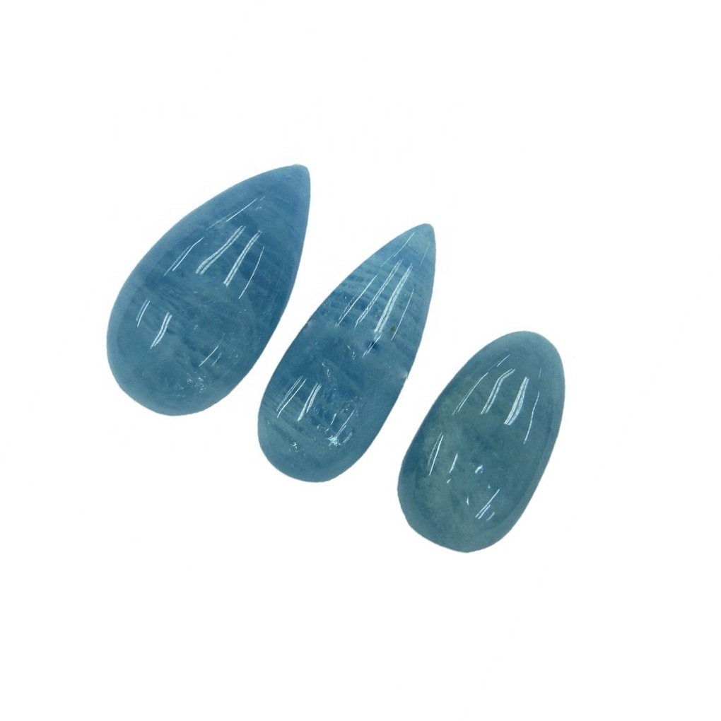 ყველაზე მაღალი ხარისხის Aquamarine Cabochon Gemstone ბუნებრივი ლურჯი Aquamarine Cabochon მსხალი Shape Milky Aquamarine Cabochon ფხვიერი Gemstone 39