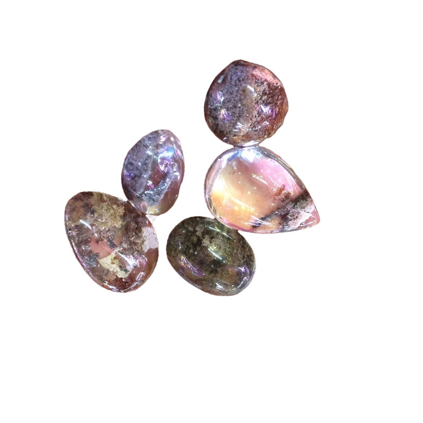 Natural Lodolite Garden Quartz Cabocho Loose Gems Stone Phantom Quartz Pear Shape 31