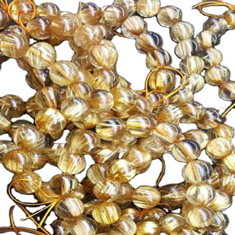 Pulsera Natural Titanium Golden Rutile Plane Roundel Beads 27